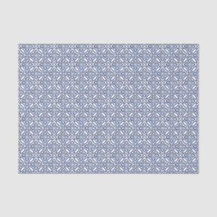 Papier Mousseline Carreaux d'azulejo espagnols bleu foncé et blancs