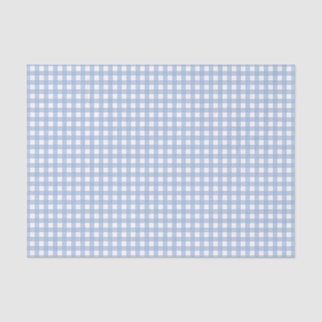 Papier Mousseline Carreaux Gingham Bleu Classique  (Recto)