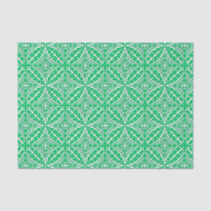 Papier Mousseline Carreaux marocains - vert jade et blanc