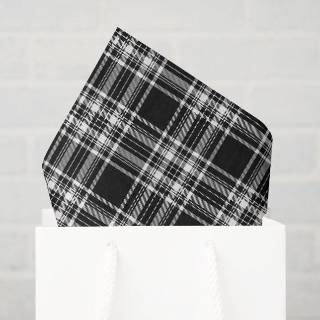 Papier Mousseline Carreaux Noir & Blanc (Sac cadeau)