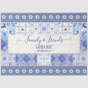 Papier Mousseline Carrelage agricole Bleu Blanc Famille Rassembler D