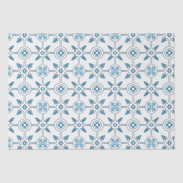 Papier Mousseline Carrelage bleu marocain Motif (Recto)