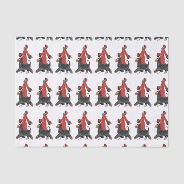 Papier Mousseline carrelage de la dame de Noël art déco rétro (Recto)