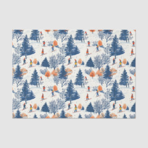 Papier Mousseline Carrelage de Noël Festive ski motif Tissue Pape