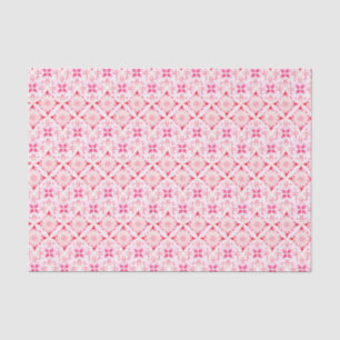 Papier Mousseline Carrelage marocain rose et rouge motif aquarelle