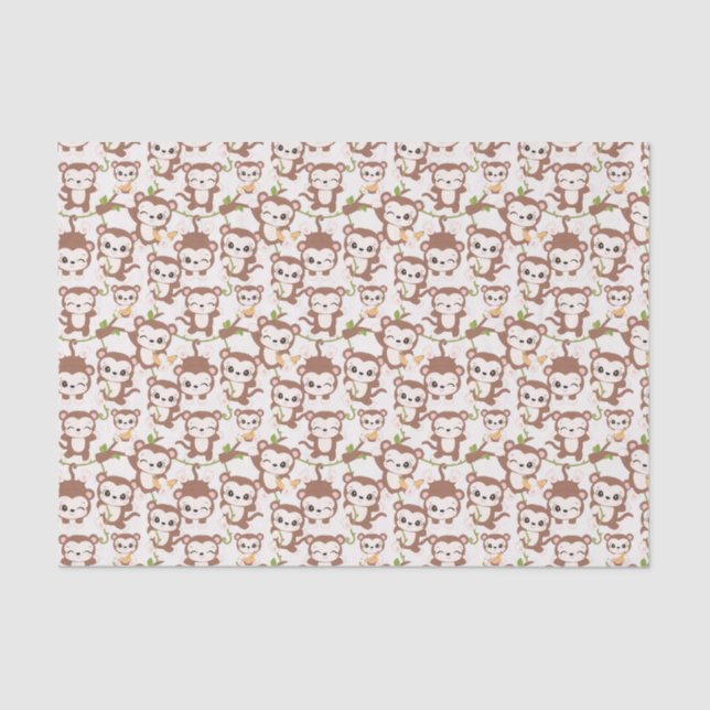 Papier Mousseline carrelage mignon unisex petit singe bébé  (Recto)