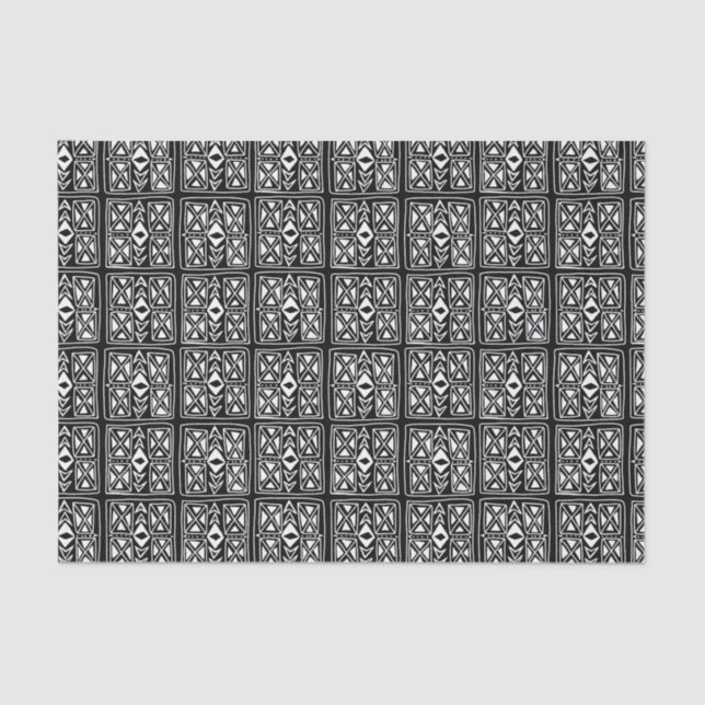 Papier Mousseline Carrelage Tivoli Motif noir blanc (Recto)
