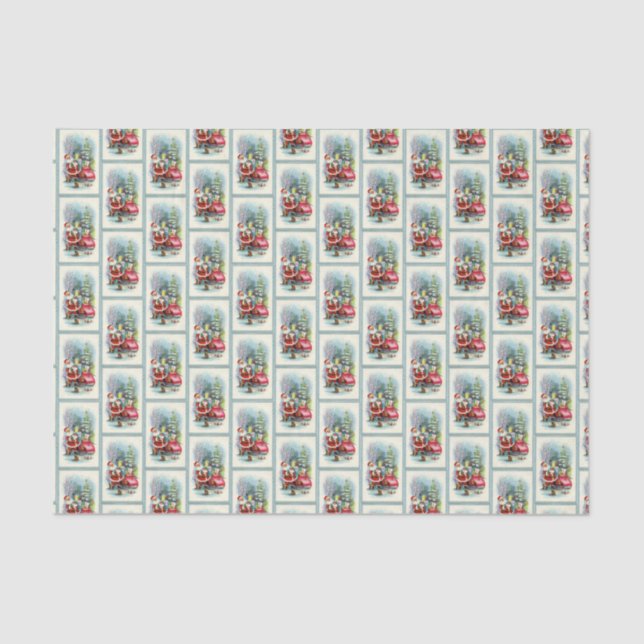 Papier Mousseline carrelage vintage rétro Noël Père Noël (Recto)
