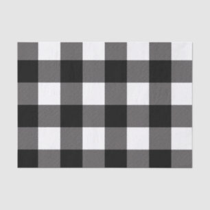 Papier Mousseline Carrés à carreaux noirs et blancs Buffalo Plaid