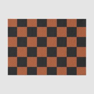 Papier Mousseline Carrés à carreaux noirs et orange Buffalo Plaid
