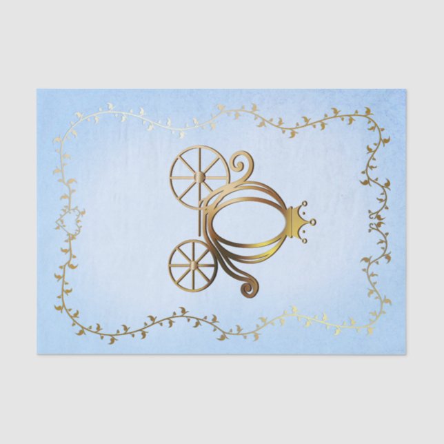 Papier Mousseline Carrosse royal de princesse dorée Histoire bleue (Recto)