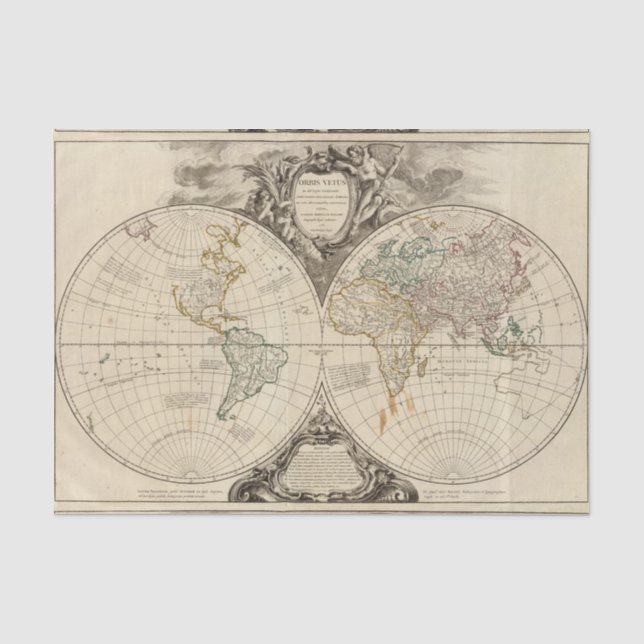 Papier Mousseline Carte 8 du monde (Recto)