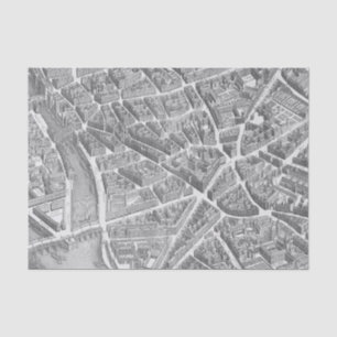 Papier Mousseline Carte aérienne vintage de Paris