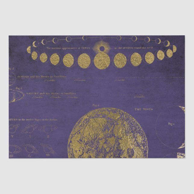 Papier Mousseline Carte antique violette et dorée (Recto)