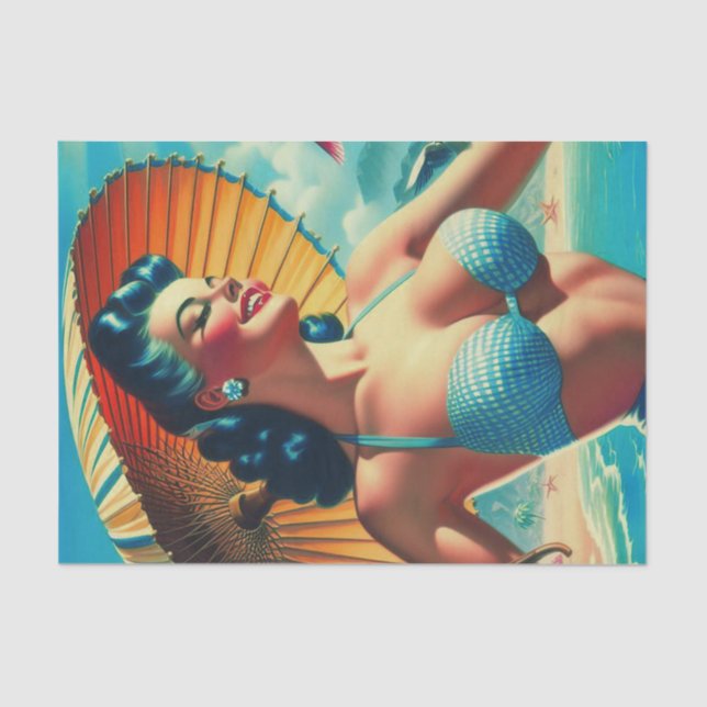 Papier Mousseline Carte Bikini vintage (Recto)