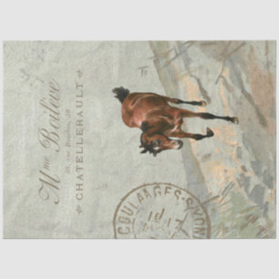 Papier Mousseline Carte Brown Horse Postale Découpage Vert Français