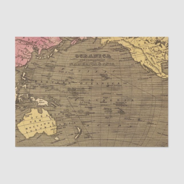 Papier Mousseline Carte d'atlas couleur de main d'Oceanica (Recto)