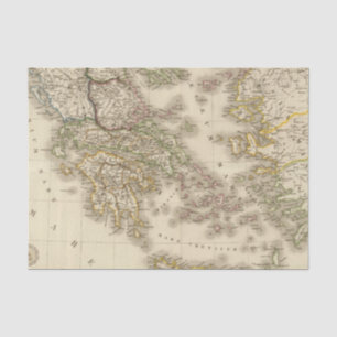 Papier Mousseline Carte d'atlas de la Grèce historique, Paris