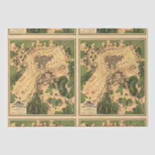 Papier Mousseline Carte de bataille de Gettysburg restaurée vintage,