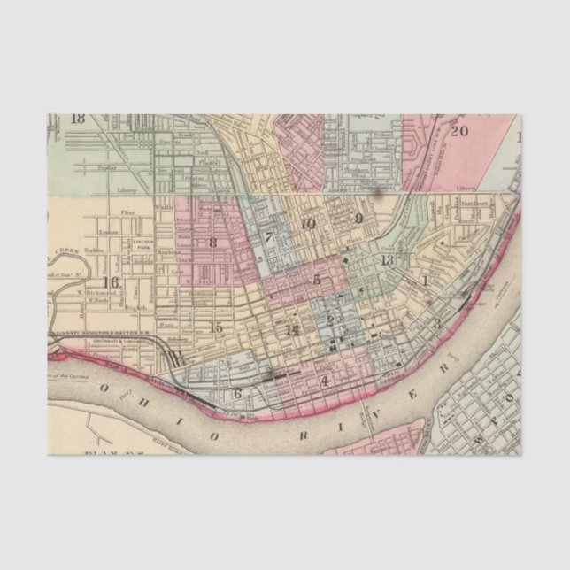 Papier Mousseline Carte de Cincinnati par Mitchell (Recto)