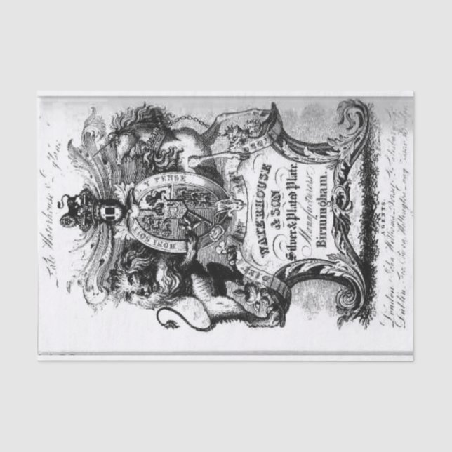 Papier Mousseline Carte de commerce du 18e siècle (Recto)