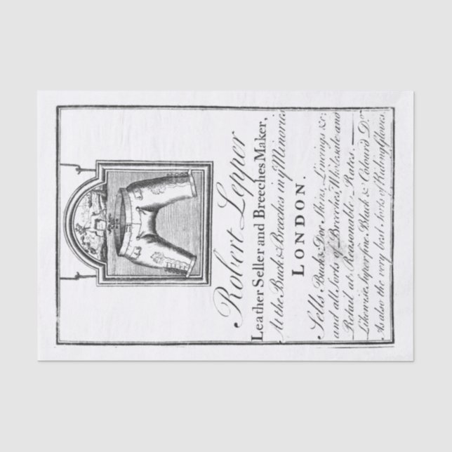 Papier Mousseline Carte de commerce du 18e siècle (Recto)