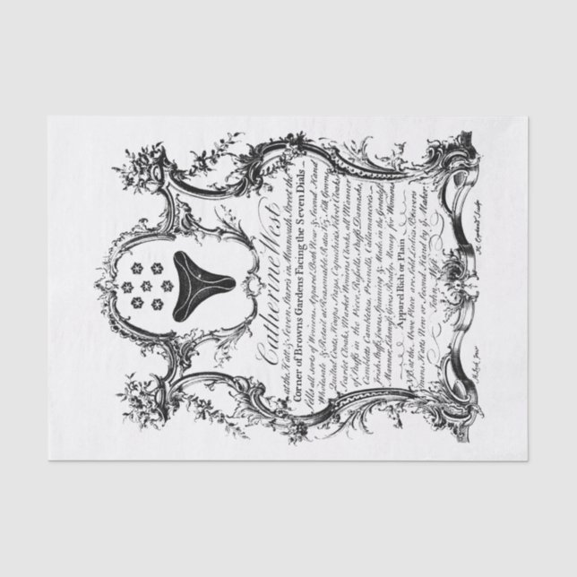Papier Mousseline Carte de commerce du 18e siècle (Recto)