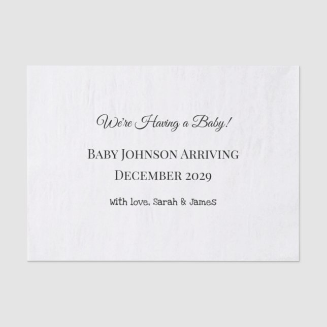 Papier Mousseline Carte de déclaration personnalisée pour bébé (Recto)