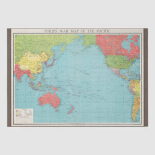 Papier Mousseline Carte de guerre du Pacifique de Philips, 1945 Déco