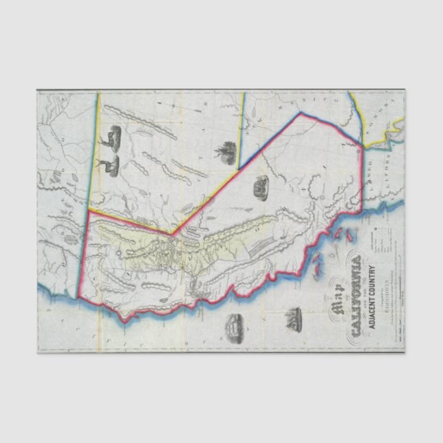 Papier Mousseline Carte de la Californie (Recto)