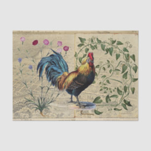 Papier Mousseline Carte de la vigne du coq vintage Papier de tissus