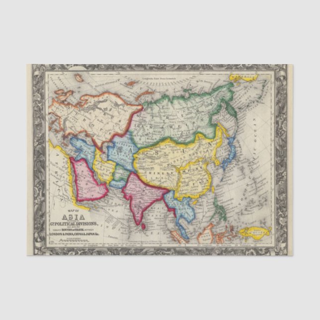 Papier Mousseline Carte de l'Asie (Recto)