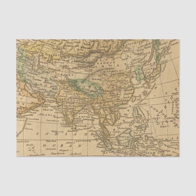 Papier Mousseline Carte de l'Asie par Worcester (Recto)