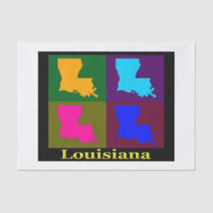 Papier Mousseline Carte de l'état coloré de la Louisiane Pop Art