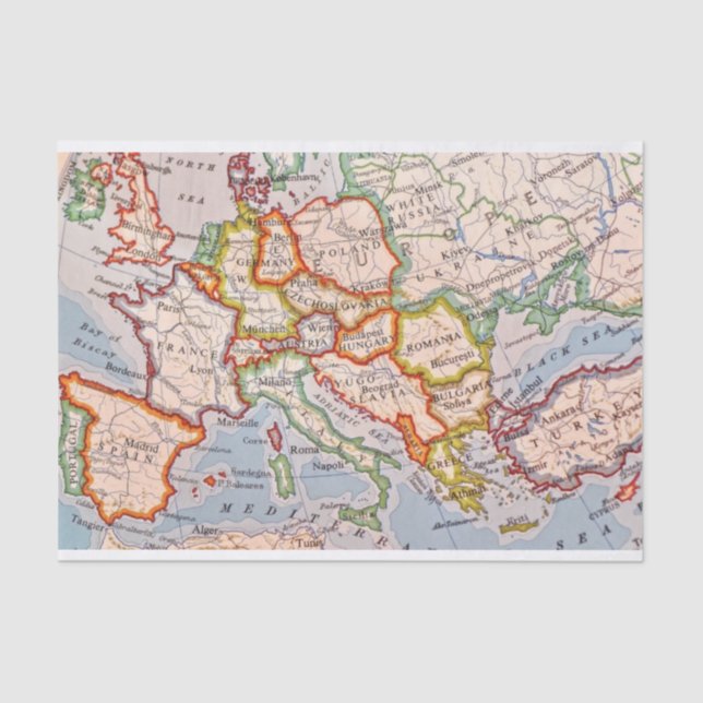 Papier Mousseline Carte de l'Europe livre-cadeau (Recto)