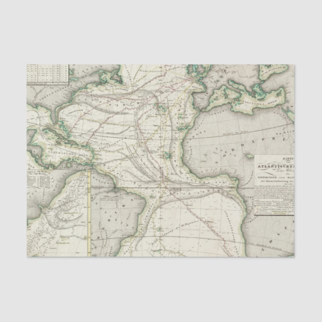 Papier Mousseline Carte de l'Océan Atlantique (Recto)