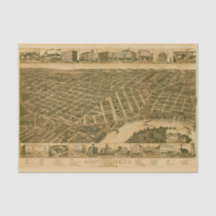 Papier Mousseline Carte de Montgomery, capitale de l'Alabama (1887)