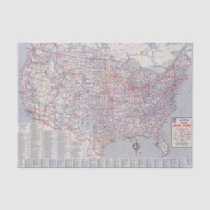Papier Mousseline Carte de route Etats-Unis
