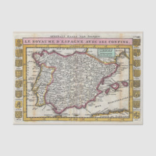 Papier Mousseline Carte de Vieux Monde espagnole vintage de royaume