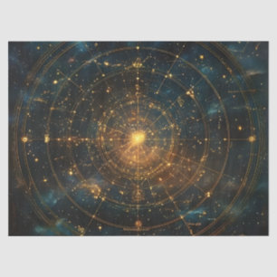 Papier Mousseline Carte des étoiles célestes d'or (3)
