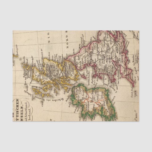 Papier Mousseline Carte d'îles britanniques (Recto)