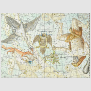 Papier Mousseline Carte du ciel vintage Constellation d'Hercules