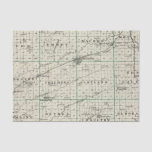 Papier Mousseline Carte du compté de McDonough, Rushville