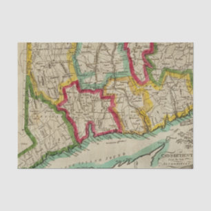 Papier Mousseline Carte du Connecticut