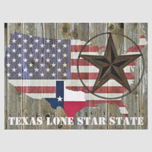 Papier Mousseline Carte du drapeau de l'État de Texas Lone Star