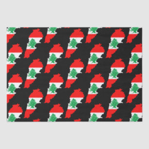 Papier Mousseline Carte du Liban avec drapeau