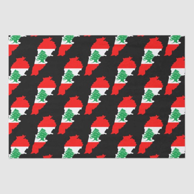 Papier Mousseline Carte du Liban avec drapeau (Recto)