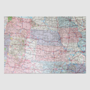 Papier Mousseline Carte du Midwest américain