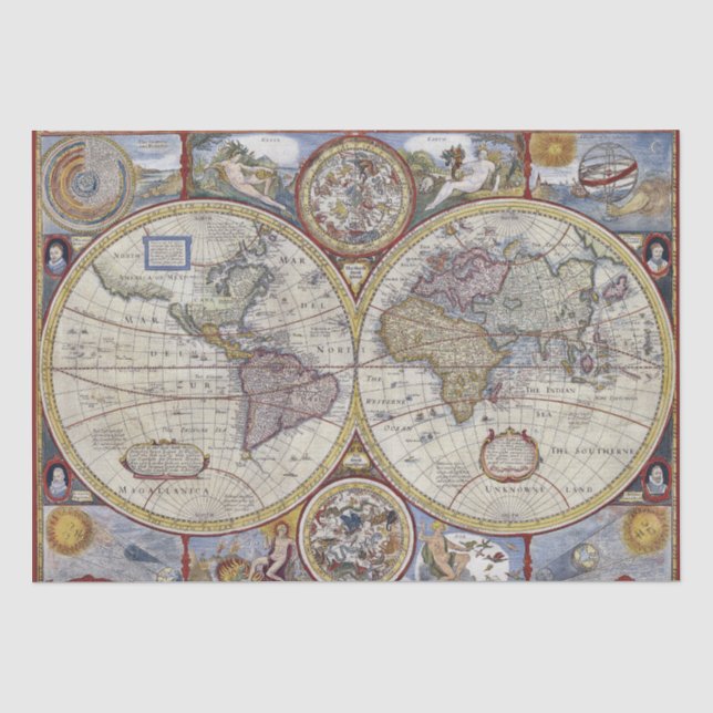 Papier Mousseline Carte du monde antique #3 (Recto)