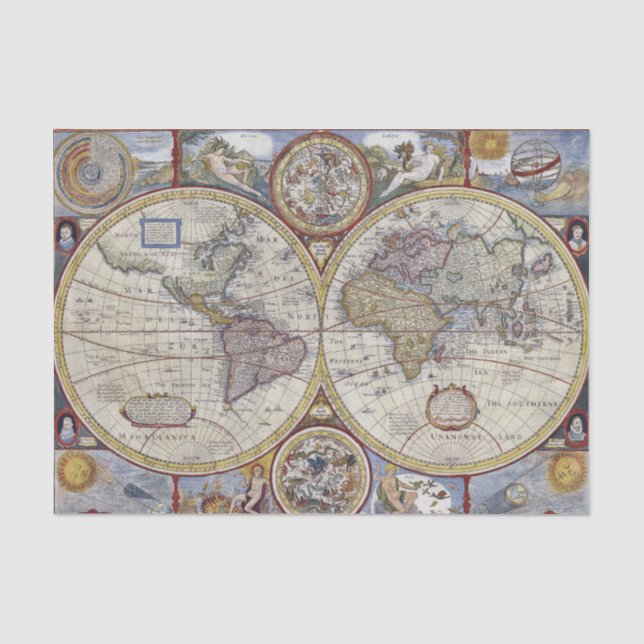 Papier Mousseline Carte du monde antique #3 (Recto)